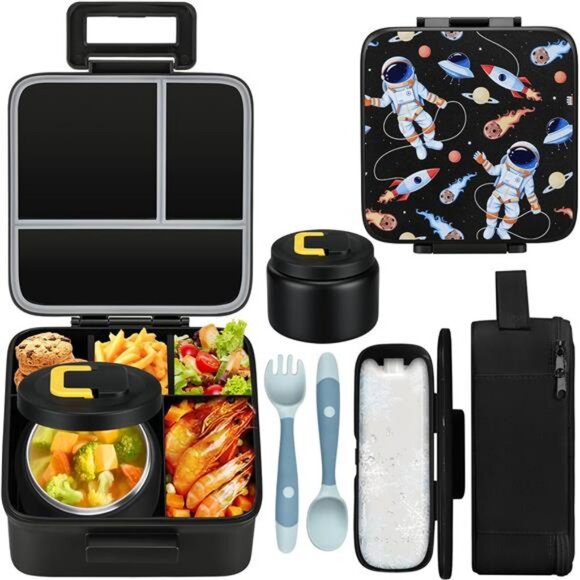 Kids Bento Lunch Box Set With 8oz Soup Thermo, Leakproof Lunch - Picture 1 of 7